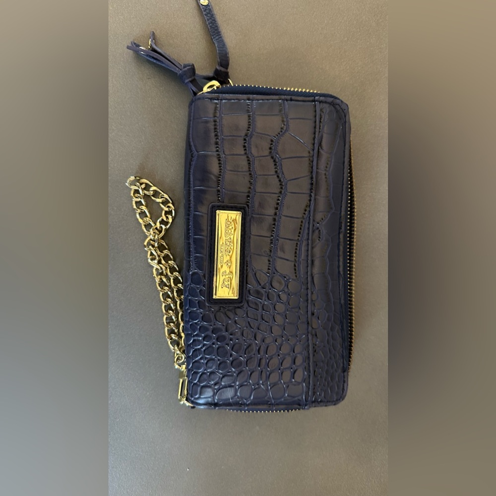 Navy blue wallet wrist strap